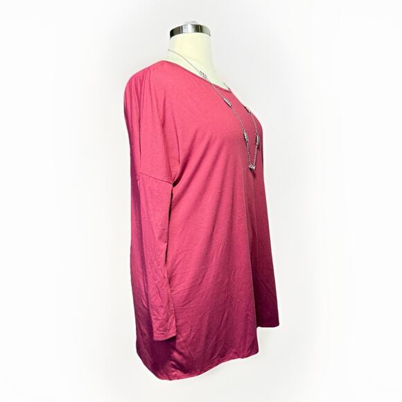 Misia Tunic Women’s 2X Long Sleeve Top Red Wine Pockets Soft Stretchy Comfort - Picture 4 of 9